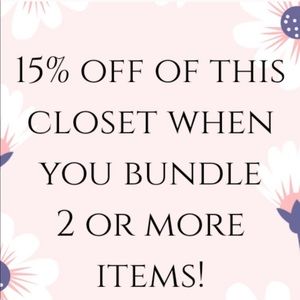 Bundle 2 items and save 15%! Just make an offer!